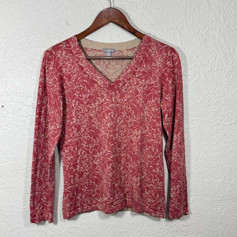 J Jill Sweater M Silk Cotton Cashmere Lightweight Stretch Old Money Artsy Luxury